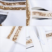 Load image into Gallery viewer, ADYCE Sexy Slash Neck Sequined Hollow Out Midi Off Shoulder Bandage Party Dress - H5223, White / S, White / M, White / L