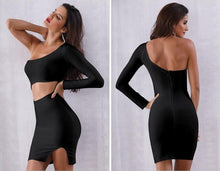 Load image into Gallery viewer, ADYCE Vestidos Long Sleeve One-Shoulder Hollow Out Night Out Bodycon Bandage Party Dress - H5270
