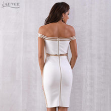 Load image into Gallery viewer, ADYCE Sexy Slash Neck Sequined Hollow Out Midi Off Shoulder Bandage Party Dress - H5223, White / S, White / M, White / L
