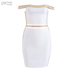 Load image into Gallery viewer, ADYCE Sexy Slash Neck Sequined Hollow Out Midi Off Shoulder Bandage Party Dress - H5223, White / S, White / M, White / L
