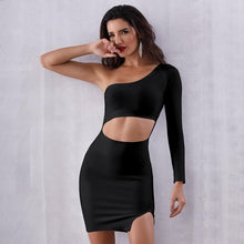 Load image into Gallery viewer, ADYCE Vestidos Long Sleeve One-Shoulder Hollow Out Night Out Bodycon Bandage Party Dress - H5270
